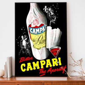Retro Bitter Campari Poster, Jugendstil Französischer Druck, Retro Werbeplakat, Cooles Plakat