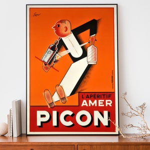 Vintage Picon Poster, Retro Alkohol Werbung, Bar Wandkunst, Restaurant Poster