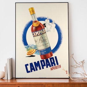Cartel vintage de Campari Apéritif, impresión francesa Art Nouveau, cartel publicitario retro, cartel genial