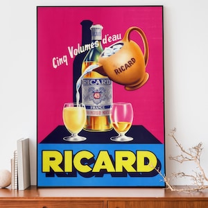 Vintage Ricard Plakat, Jugendstil Französischer Druck, Retro Werbeplakat, Funky Plakat