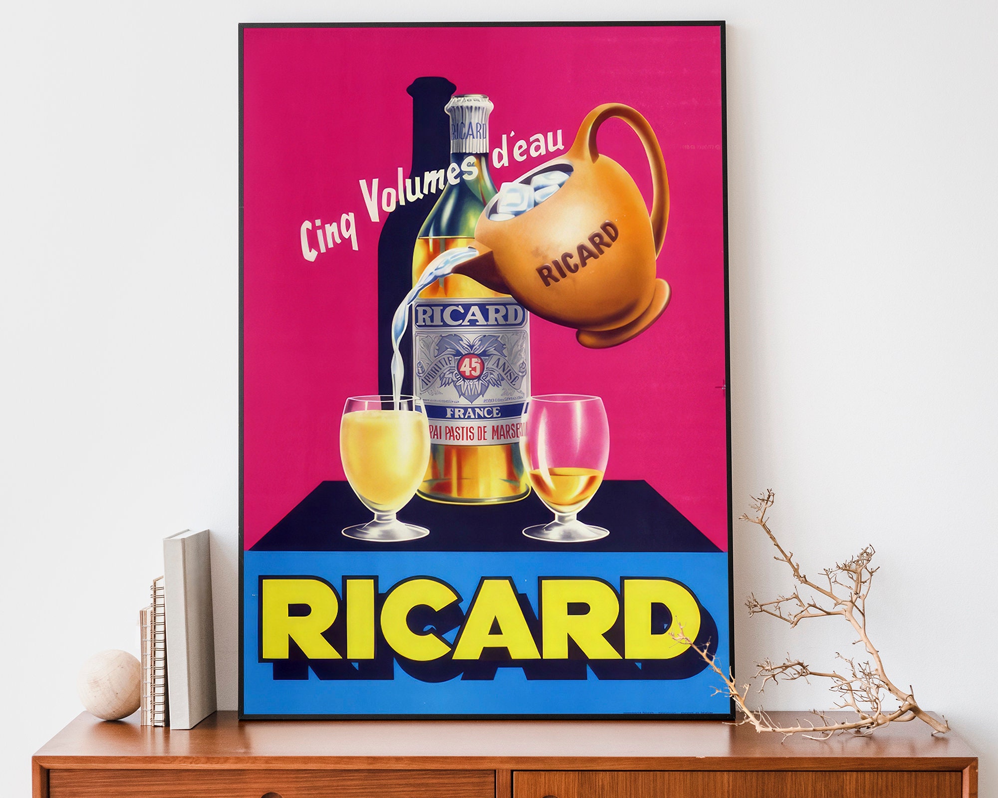 Vintage Ricard Poster, Art Nouveau French Print, Retro Advertising Poster, Funky Poster