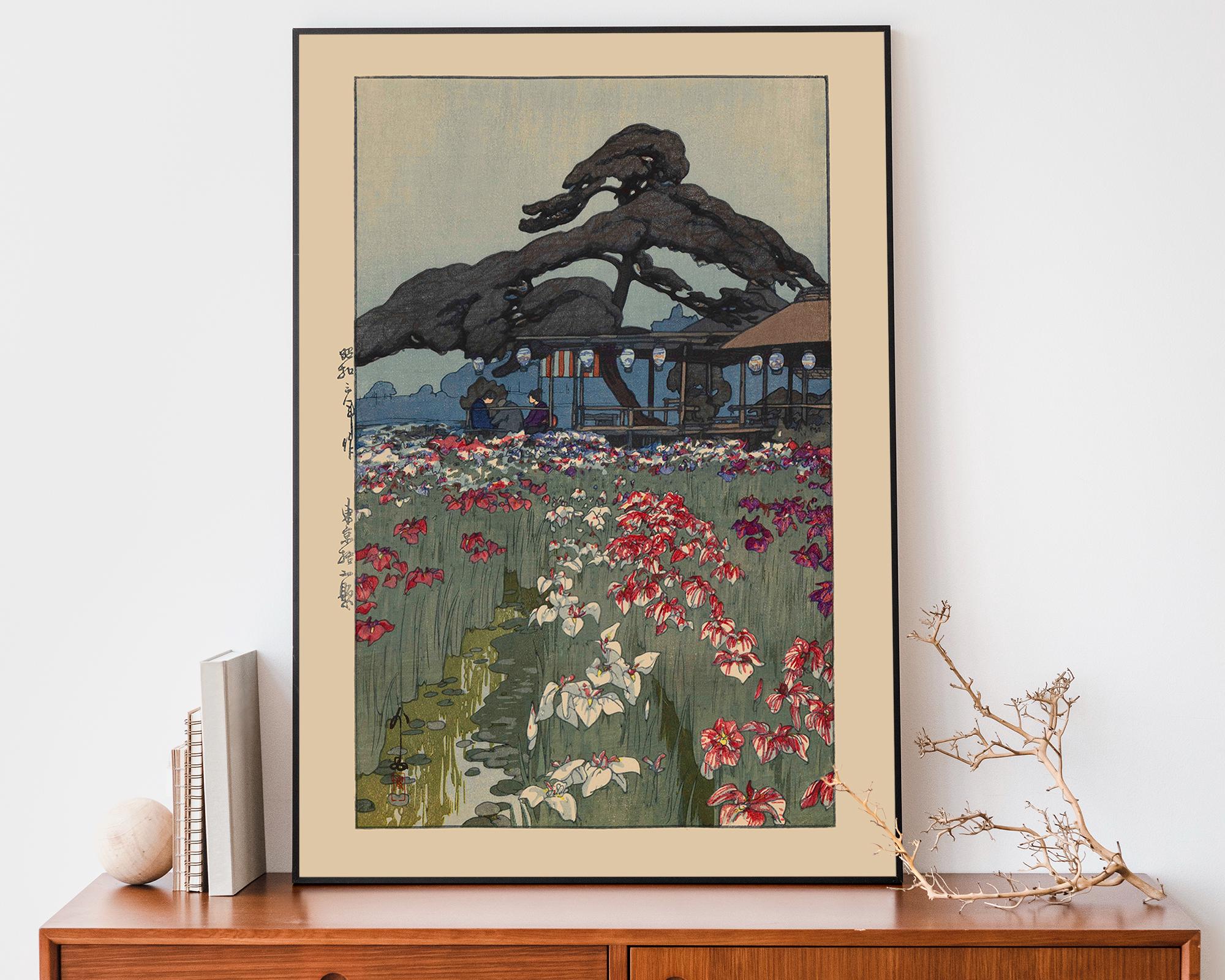 絵画 idol       HIRO ISHII Iris Garden in Horikiri by Yoshida Hiroshi | Japanese Woodblock