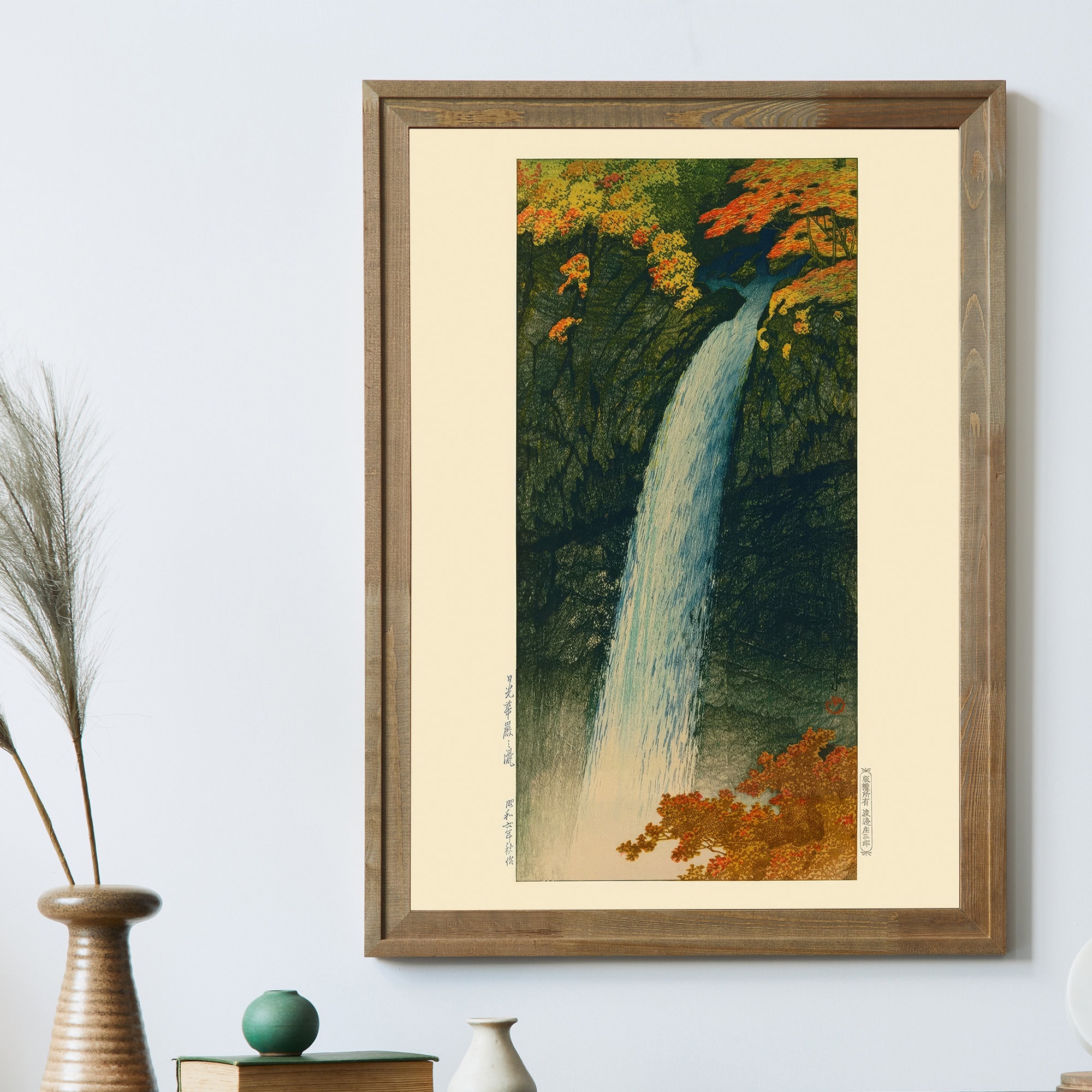 木版画『Beautiful day 』 Vintage Japanese Waterfall Poster, Woodblock Art, Kawase