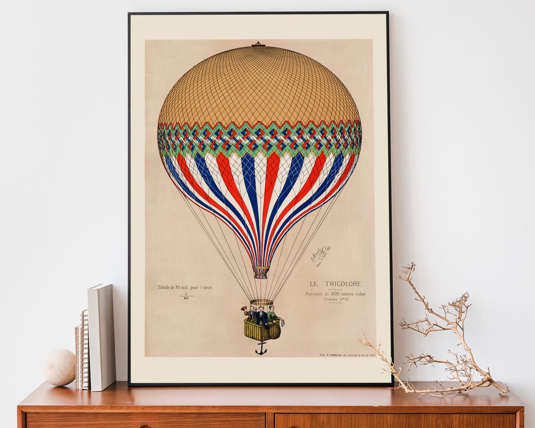 Vintage Hot Air Balloon Print, Travel Poster, French Illustration Art ...