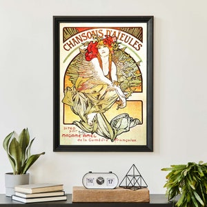 Alphonse Mucha Chansons d'Aieules Vintage Poster, Werbekunstdruck, französisches Jugendstil-Poster Bild 6