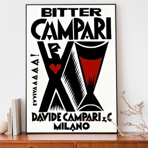 Poster vintage Bitter Campari Soda, arte murale italiana, poster pubblicitario retrò, poster cool