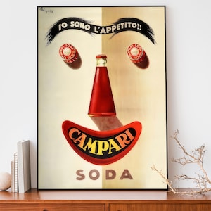 Vintage Campari Soda Plakat, Jugendstil französischer Druck, Retro Werbeplakat, cooles Illustrationsplakat