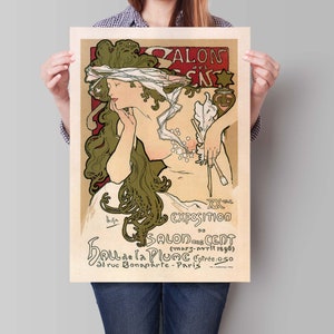Alphonse Mucha Vintage Werbung, nackte Frau Illustration, Jugendstil Wandkunst, französische Illustration Bild 4