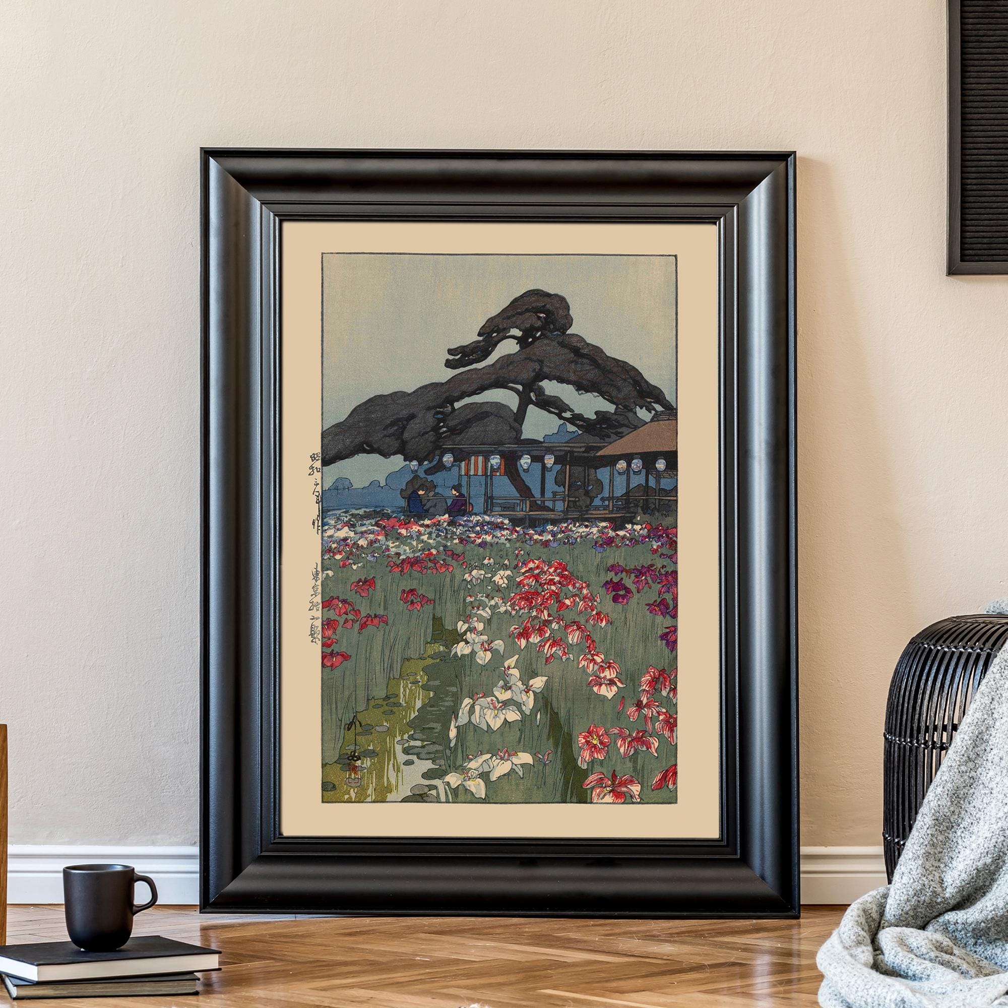 Iris Garden in Horikiri by Yoshida Hiroshi | Japanese Woodblock
