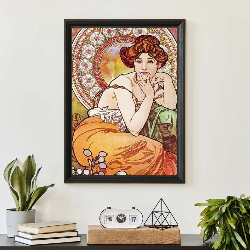 Vintage Alphonse Mucha Kunstdruck, Jugendstil Französisches Plakat, Klassische Illustration Bild 6