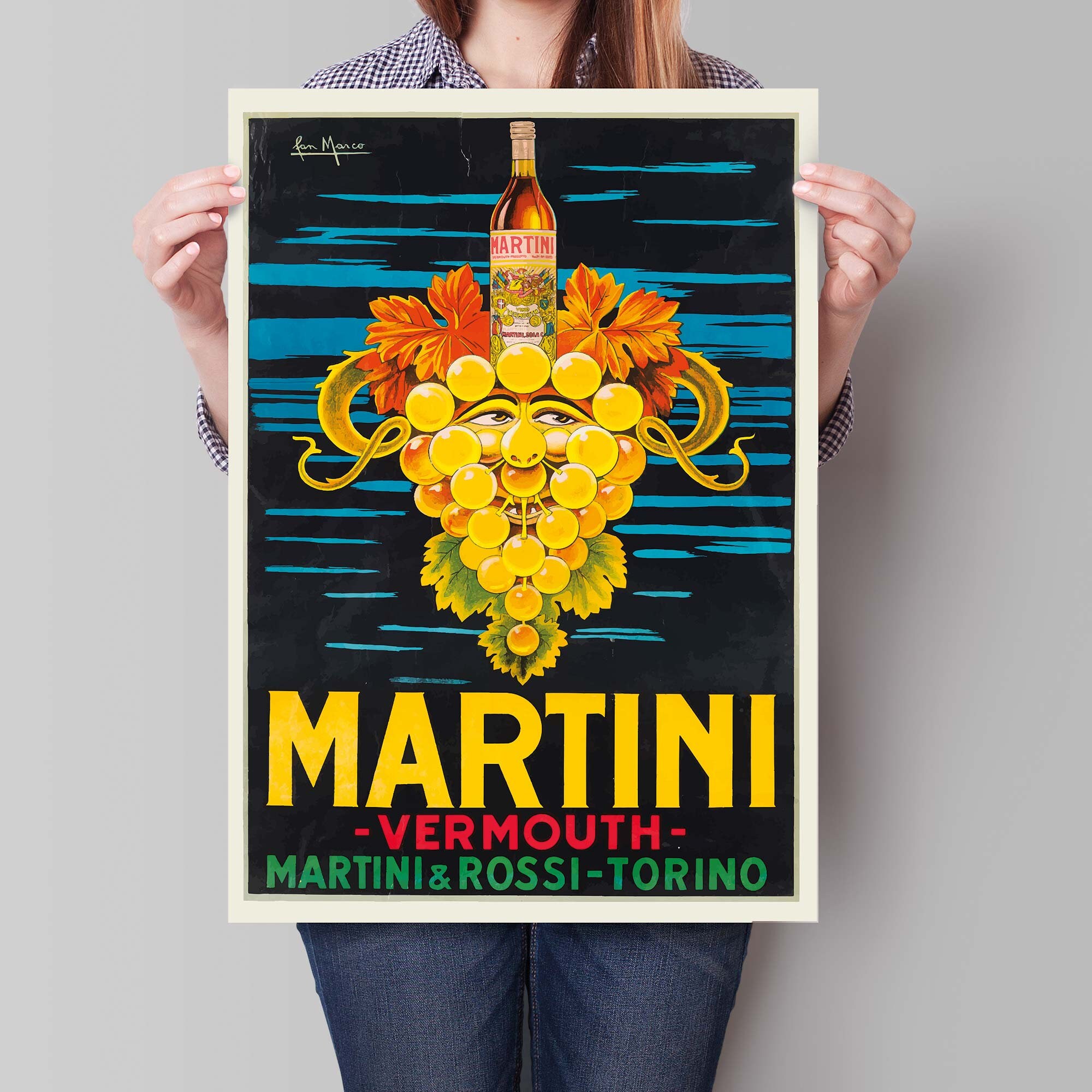 Vintage Martini Vermouth Poster, Retro French Advertising Print