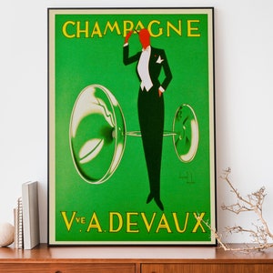 Vintage Poster, Champagne Wall Art, Art Nouveau French Print, Leonetto Cappiello Alcohol Advertisement