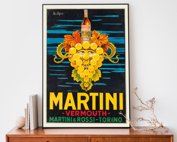 Vintage Martini Vermouth Poster, Retro French Advertising Print