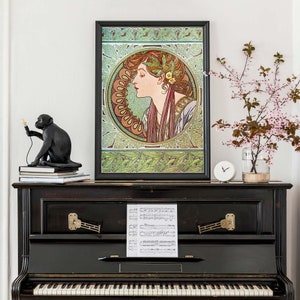 Vintage Alphonse Mucha Illustration, Retro Advertising Poster, Art Nouveau Wall Art, Botanical French Decor image 6