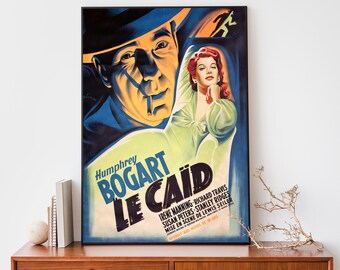 Vintage Humphrey Bogart Movie Poster, Le Caid Retro Film Poster, French Movie Wall Art, Cool Home Decor