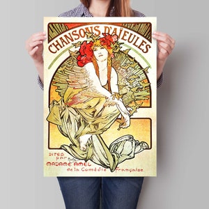Affiche vintage Alphonse Mucha Chansons d'Aieules, impression d'art publicitaire, affiche française Art nouveau image 2