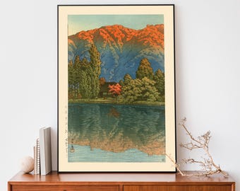 Kawase Hasui Morning at Ao Marsh – Vintage Japanese Woodblock Print, Japandi Wall Art, Serene Landscape Poster