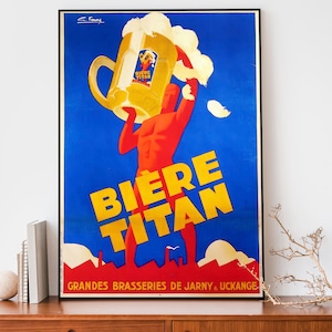 Vintage French Biere Art Print, Advertising Art Print, Art Nouveau French Poster, French Liquor Poster