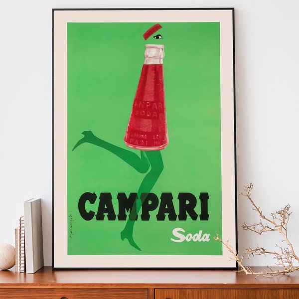 Vintage Campari Soda Poster, Art Nouveau French Print, Retro Advertising Poster, Cool Poster