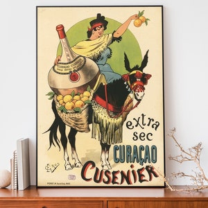 Vintage Curaçao Cusenier Werbeplakat - Tropical Island Art Decor, Karibik Poster