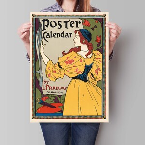 Affiche d'artiste français, art mural Français Art nouveau, impression publicitaire rétro, illustration de femme image 3