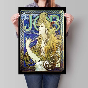 Illustrazione antica di Alphonse Mucha, annuncio di carta per sigarette JOB, arte murale in stile Art Nouveau, arredamento francese immagine 2