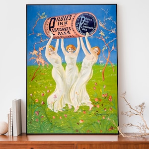 Vintage Werbeplakat, Leonetto Cappiello Wandkunst, französischer Jugendstil-Druck, rosa Pillen für blasse Menschen