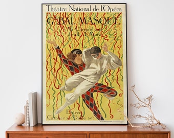 impression d'art vintage du théâtre national, art mural français Art nouveau, affiche publicitaire ancienne