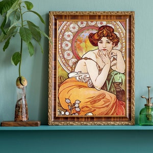 Vintage Alphonse Mucha Kunstdruck, Jugendstil Französisches Plakat, Klassische Illustration Bild 3