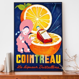Vintage Cointreau Poster – Art Nouveau French Print, Retro Liquor Advertising Poster, Cool Bar Wall Art