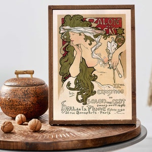 Alphonse Mucha Vintage Werbung, nackte Frau Illustration, Jugendstil Wandkunst, französische Illustration Bild 3