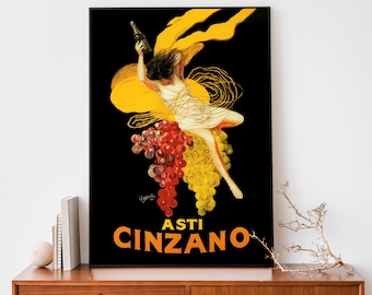 Cartel vintage de Leonetto Cappiello, Asti Cinzano, impresión francesa Art Nouveau, anuncio de alcohol