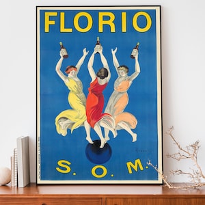 Vintage Leonetto Cappiello Poster, Florio S.OM, Art Nouveau French Print, Alcohol Advertisement