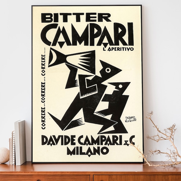 Vintage Bitter Campari Poster, Art Nouveau French Print, Retro Advertising Poster, Cool Poster, Trendy Home Decor