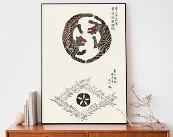 Tigers by Taguchi Tomoki, Japanese Woodblock Art, Japandi Decor
