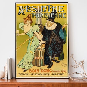 Absinth Parisienne Vintage Kunstdruck, Jugendstil Französisches Plakat, Retro Absinth Alkohol Plakat