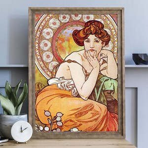 impression d'art vintage Alphonse Mucha, affiche française Art nouveau, Illustration classique image 7