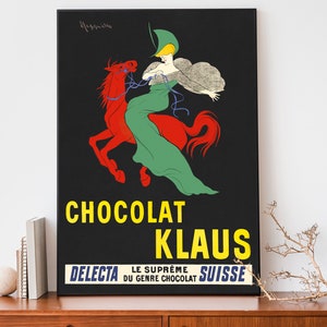 Vintage Alcohol Print, Leonetto Cappiello Poster, Chocolat Klaus, Art Nouveau French Print, Alcohol Advertisement