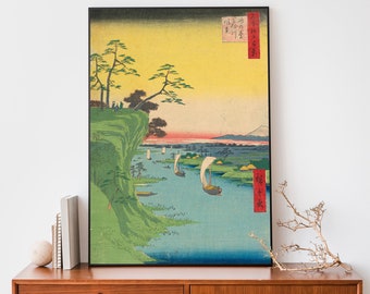 日本の浮世絵、木版画、広重「伊勢国 浅間山 峠の茶屋」。 - Etsy 日本