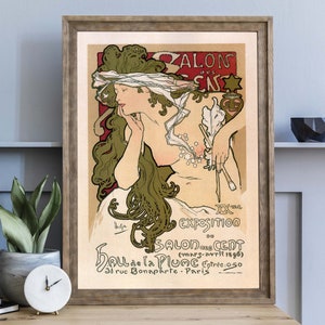 Alphonse Mucha Vintage Werbung, nackte Frau Illustration, Jugendstil Wandkunst, französische Illustration Bild 7