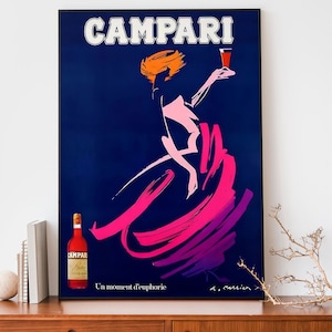 Campari Poster, Jugendstil Französischer Druck, Retro Werbeplakat, Cooles Plakat
