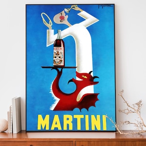 Vintage Martini Poster - französischer Druck im Jugendstil, klassische Alkoholwerbung, Retro Bar Wandkunst