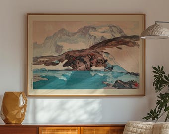 Vintage Japanese Woodblock Print, Buraitohorun-san by Yoshida Hiroshi, Ocean Wall Art, Japandi Decor