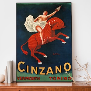 Vintage Werbeplakat, Leonetto Cappiello Wandkunst, Cinzano Kunstdruck, Jugendstil Französischer Druck, Alkoholwerbung
