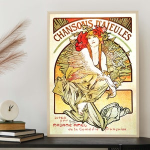 Alphonse Mucha Chansons d'Aieules Vintage Poster, Werbekunstdruck, französisches Jugendstil-Poster Bild 8