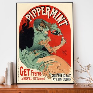 Pippermint Vintage Art Print, Classic Art Nouveau French Poster, Liquor Poster, Bar Wall Art