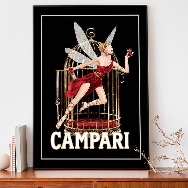 Vintage Campari Fairy Poster, Art Nouveau French Print, Retro Alcohol Advertisement, Antique Poster