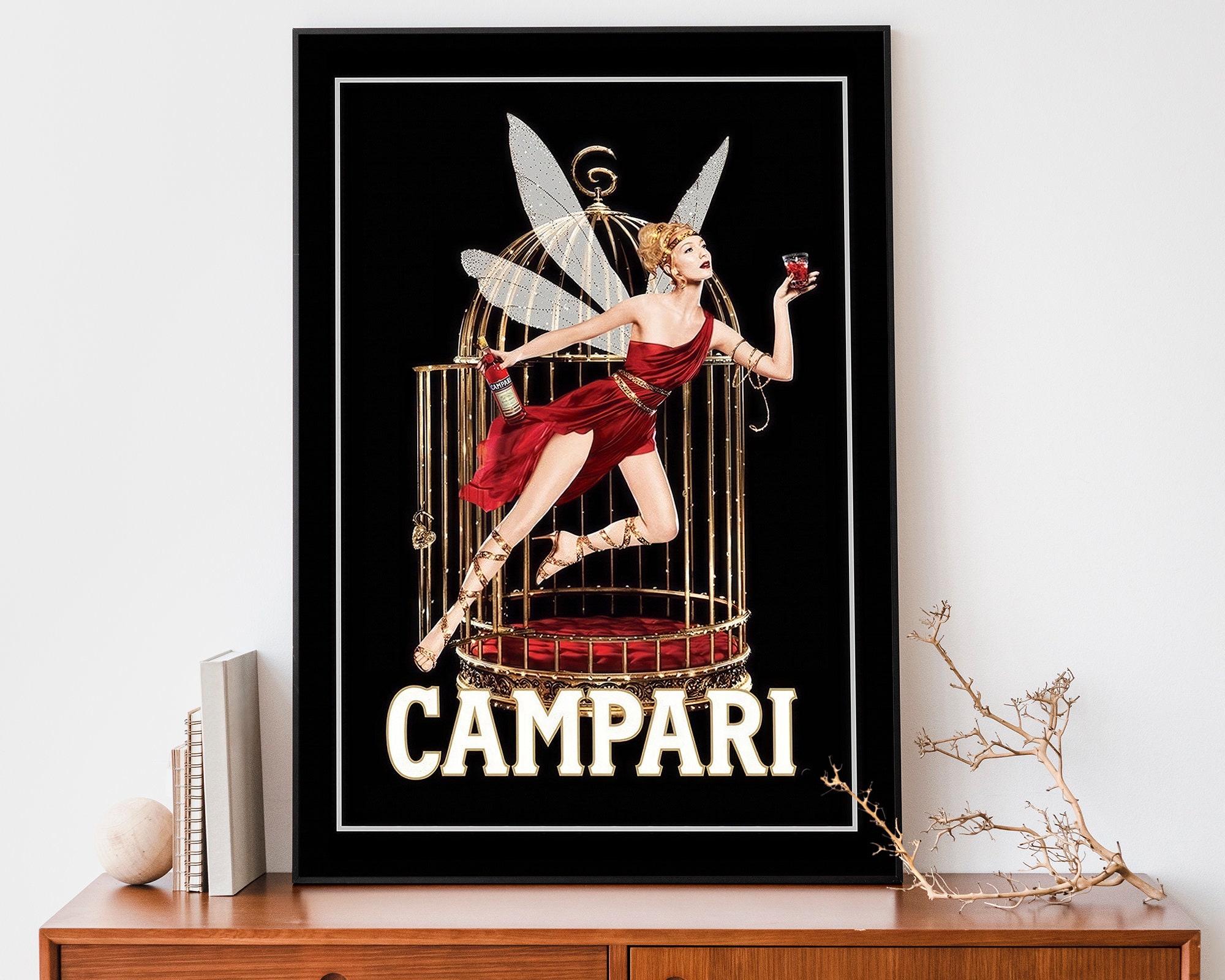 Vintage Campari Fairy Poster, Art Nouveau French Print, Retro