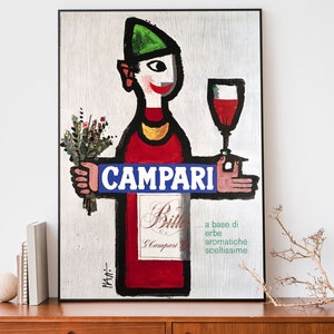 Póster de Bitter Campari Soda, impresión francesa Art Nouveau vintage, póster publicitario retro, póster moderno y moderno, arte de pared para cocina