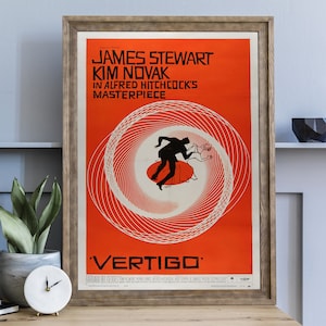 Vintage Vertigo Movie Poster, Retro Film Poster, Alfred Hitchcock Movie Wall Art, Cool Home Decor image 7